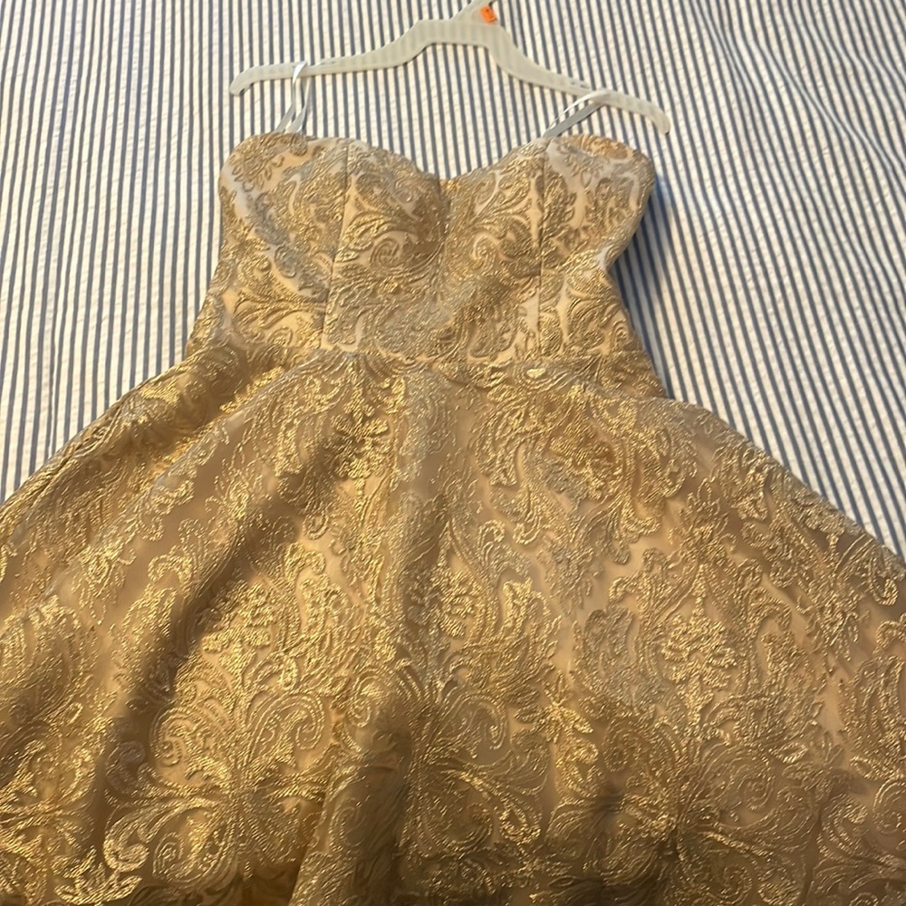 Gold lace cocktail dress
